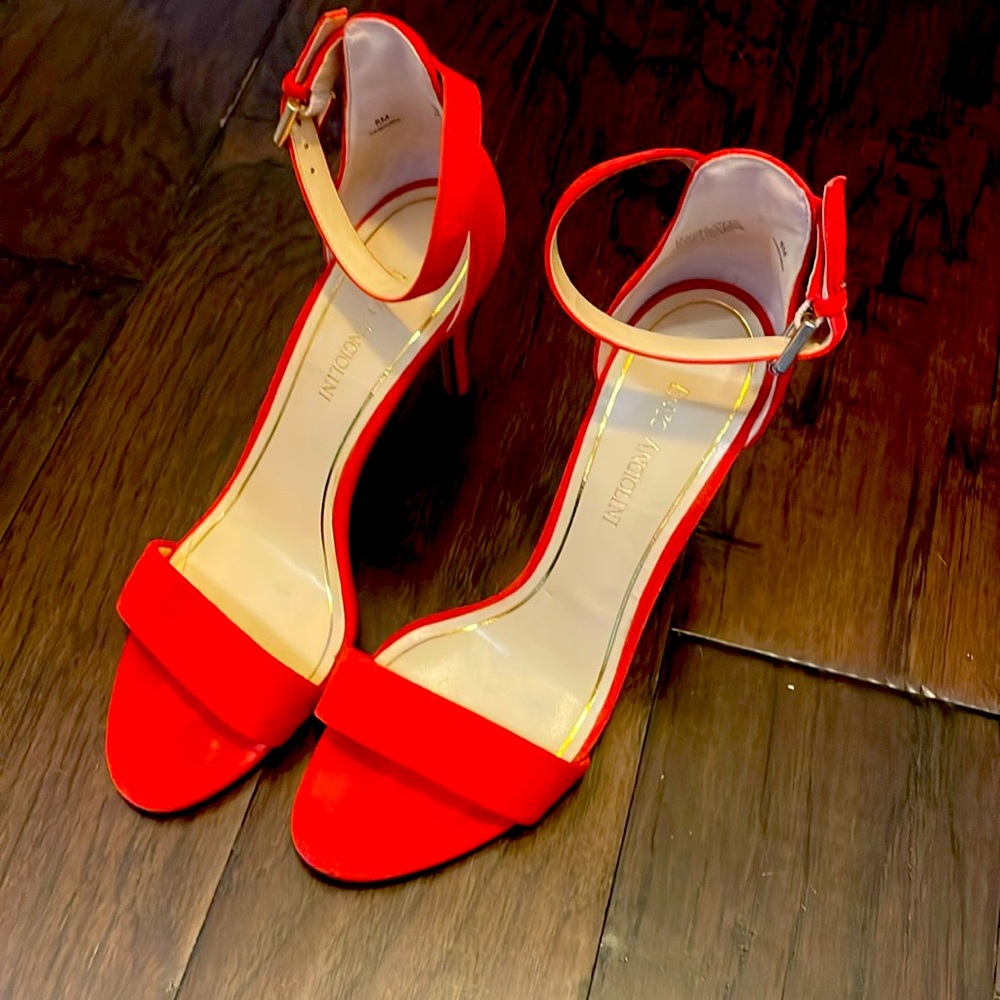 Red Suede Enzo Angiolini Ankle Strap Heels